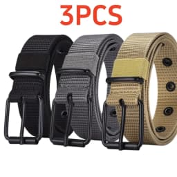 3pcs Men's Casual Canvas Belt, Golf Belt, Durable Outdoor Sports Pants Belt, Jeans Belt, Suitable for Daily Leisure and Sports