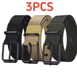 3pcs Men's Casual Canvas Belt, Golf Belt, Durable Outdoor Sports Pants Belt, Jeans Belt, Suitable for Daily Leisure and Sports