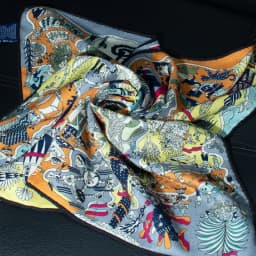 Women's 65cm Square Scarf 30% Silk 70% Wool Blend Whimsical Fantasy Print Soft Warm Breathable Luxury Fashion Accessory