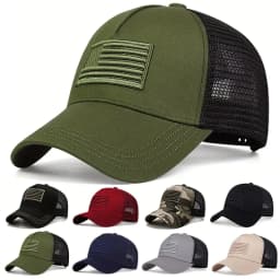 Unisex American Flag Embroidery Baseball Net Caps Spring and Summer Outdoor Adjustable Casual Hats Sunscreen Hat Sports Cap