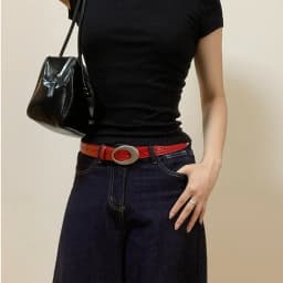 Women's American Retro Crocodile Belt, Oval Metal Buckle, Multi-color, For Jeans, Must-have For Vintage Outfits