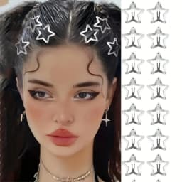 10PCS Star-Shaped Hair Clips Y2K Silver Star Hair Clips for Girls Metal Snap Clip Hairpins Barrettes Hair Grip Jewel Hair Access