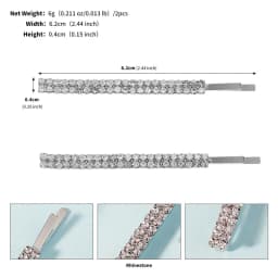 2pcs Metal Rhinestone Hair Clips For Wedding Party Simple Bridal Hairpins Fashion Alloy Bobby-Pin Set Marriage Diamond Barrettes