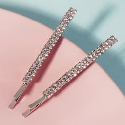 2pcs Metal Rhinestone Hair Clips For Wedding Party Simple Bridal Hairpins Fashion Alloy Bobby-Pin Set Marriage Diamond Barrettes