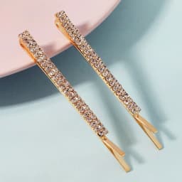 2pcs Metal Rhinestone Hair Clips For Wedding Party Simple Bridal Hairpins Fashion Alloy Bobby-Pin Set Marriage Diamond Barrettes