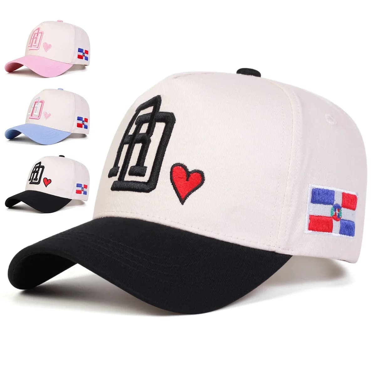 Unisex RD Letter Love Embroidery Baseball Caps Spring Autumn Outdoor Adjustable Casual Hats Sunscreen Hat Sports Cap