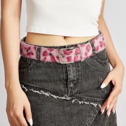 Suede Waist Belt for Women Y2K Style Trendy Waist Belt Pink/White Sexy Jeans Accessory Versatil Hip-Hop Style Streetwear