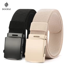 New Golf Sports Elastic Belt Tactical Belt Metal Automatic Buckle Tough Stretch Nylon Men Military Belt 125CM