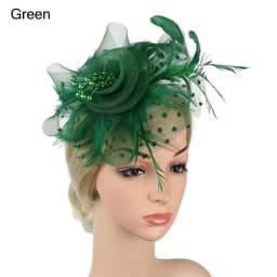 Women Girls Wedding Hair Fascinators Mesh Flower Fascinator Hat Feathers Hair Clip Alice Headband Clip Tea Party Headband