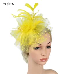 Women Girls Wedding Hair Fascinators Mesh Flower Fascinator Hat Feathers Hair Clip Alice Headband Clip Tea Party Headband