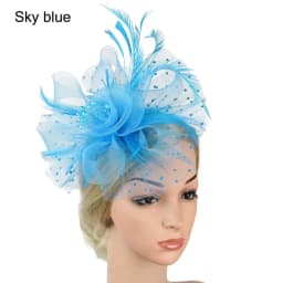Women Girls Wedding Hair Fascinators Mesh Flower Fascinator Hat Feathers Hair Clip Alice Headband Clip Tea Party Headband