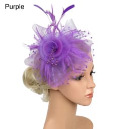 Women Girls Wedding Hair Fascinators Mesh Flower Fascinator Hat Feathers Hair Clip Alice Headband Clip Tea Party Headband
