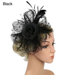 Women Girls Wedding Hair Fascinators Mesh Flower Fascinator Hat Feathers Hair Clip Alice Headband Clip Tea Party Headband