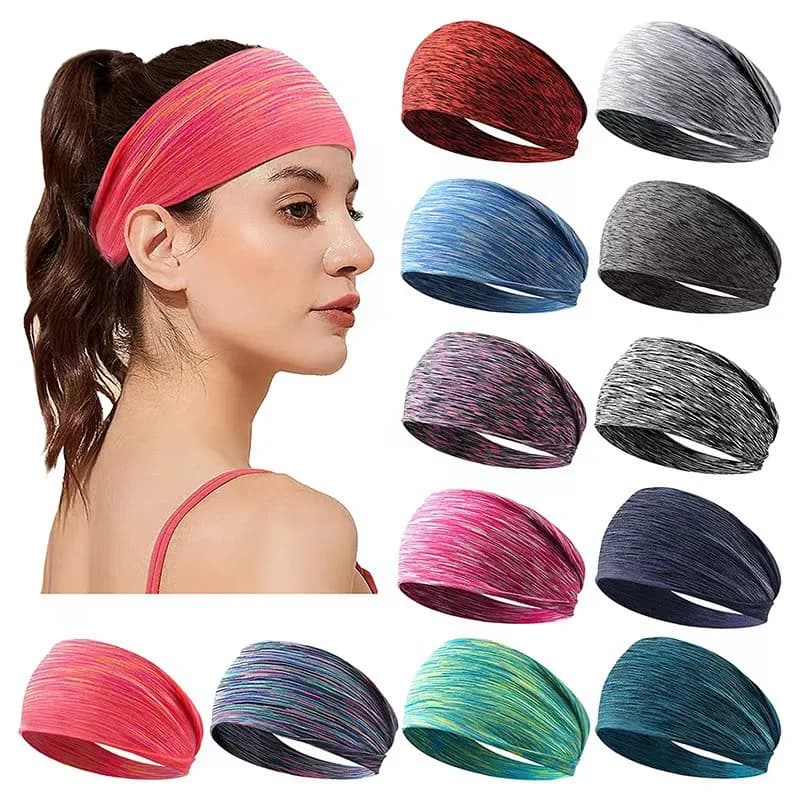 1pc Unisex Non Slip Sweatbands Widened Elastic Yoga Running Moisture Wicking Head Band Colorful High-elastic Headscarf Headband
