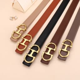 Fashionable Women's Versatile Decoration Jeans with Cowhide Belt; Ladies' High-End Business Fashion in Stock.