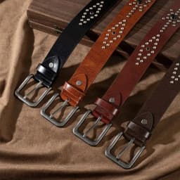 Fashion Rivet Buckle Waist Belt Jeans Style Genuine Leather Jeans Belt Versatile Decorative Belt Men Women