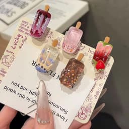 5Pcs Cute Popsicle Ice Cream Hair Clips Colorful Mini Kawaii Barrettes for Women Girls Kids Daily Party Hair Accessories Gift