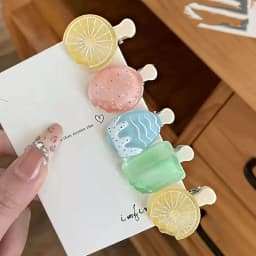 5Pcs Cute Popsicle Ice Cream Hair Clips Colorful Mini Kawaii Barrettes for Women Girls Kids Daily Party Hair Accessories Gift