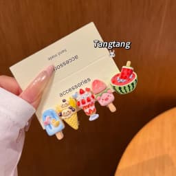 5Pcs Cute Popsicle Ice Cream Hair Clips Colorful Mini Kawaii Barrettes for Women Girls Kids Daily Party Hair Accessories Gift