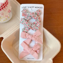 2026 4PCS/Set Kids Hair Clips Gingham Floral Bow Hair Barrettes No Hurt Hair Non Slip Soft Fabric Toddler Girls Accessories Gift