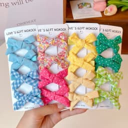 2026 4PCS/Set Kids Hair Clips Gingham Floral Bow Hair Barrettes No Hurt Hair Non Slip Soft Fabric Toddler Girls Accessories Gift