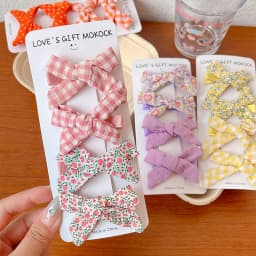 2026 4PCS/Set Kids Hair Clips Gingham Floral Bow Hair Barrettes No Hurt Hair Non Slip Soft Fabric Toddler Girls Accessories Gift