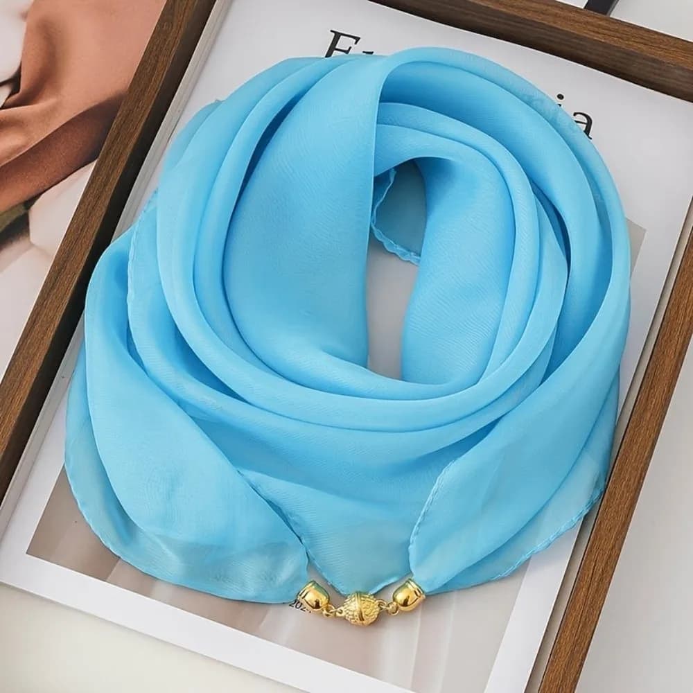 Neck Protection Soft Cotton Magnetic Scarf 65x65cm Floral Print Square Scarf Magnetic Buckle Women Neckerchief Women Fashion