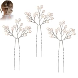 3PCS Alloy Pearl Hair Pins Set Luxury Glossy Anti Slip Styling Accessories for Wedding Bridal Party Women Girls 11x6cm