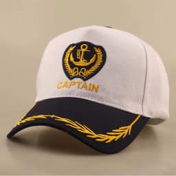 English Retro-Style Embroidered Anchor Letter Baseball Cap with Curved Brim. Suitable for Sailors, Ladies and Party Occasions.