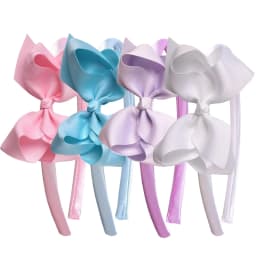 4pcs 4.5inch Grosgrain Ribbon Bows Headbands for Girls Satin Hairbands Hair Bows Headband Party Hair Accessories