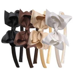 4pcs 4.5inch Grosgrain Ribbon Bows Headbands for Girls Satin Hairbands Hair Bows Headband Party Hair Accessories