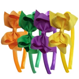 4pcs 4.5inch Grosgrain Ribbon Bows Headbands for Girls Satin Hairbands Hair Bows Headband Party Hair Accessories