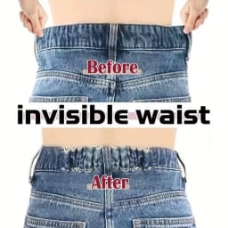 Adjustable Invisible Belt Tightener Set Invisible No-Sew Elastic Waist Band Extender Seamless Trouser Buckle Women Men Jean Pant