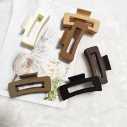 4PcsCoffee Color Medium-Sized Square Hair Clips, Suitable for Daily Use, Women's Hair Accessories, Gift Recommendation