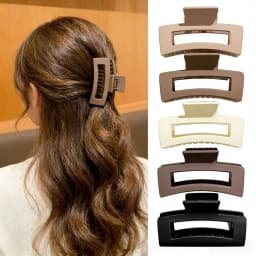 4PcsCoffee Color Medium-Sized Square Hair Clips, Suitable for Daily Use, Women's Hair Accessories, Gift Recommendation