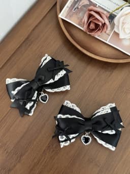 Two-piece women's lace sweet bow hair clip Lolita hair accessory, versatile alligator clip, suitable for any occasion