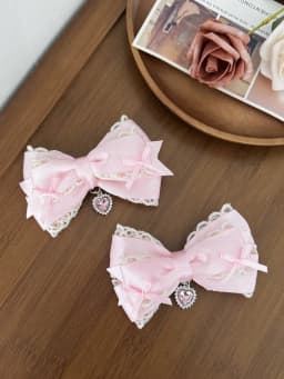 Two-piece women's lace sweet bow hair clip Lolita hair accessory, versatile alligator clip, suitable for any occasion
