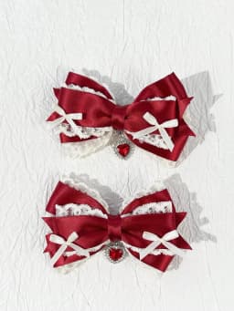Two-piece women's lace sweet bow hair clip Lolita hair accessory, versatile alligator clip, suitable for any occasion