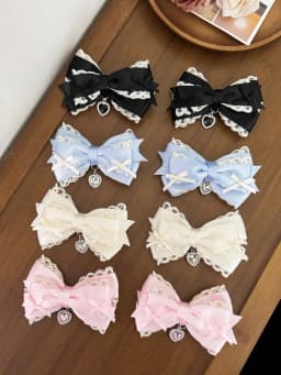 Two-piece women's lace sweet bow hair clip Lolita hair accessory, versatile alligator clip, suitable for any occasion