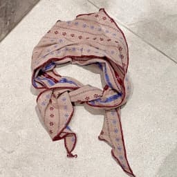 Women Vintage Floral Striped Scarf Breathable Cotton Linen Blend Triangle Neck Kerchief Boho Chic Headwrap & Necklace Scarf