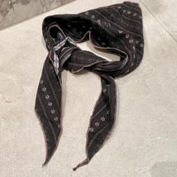 Women Vintage Floral Striped Scarf Breathable Cotton Linen Blend Triangle Neck Kerchief Boho Chic Headwrap & Necklace Scarf