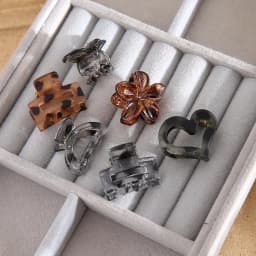 6Pcs Small Flower Hair Claw Clips for Women Girls,Matte Rectange Jaw Clips,Semicircle Barrettes for Thin Hair