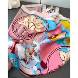 New cartoon emulated silk printed silk scarf shawl neck protection scarf decorative luxury women's scarf