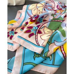 New cartoon emulated silk printed silk scarf shawl neck protection scarf decorative luxury women's scarf