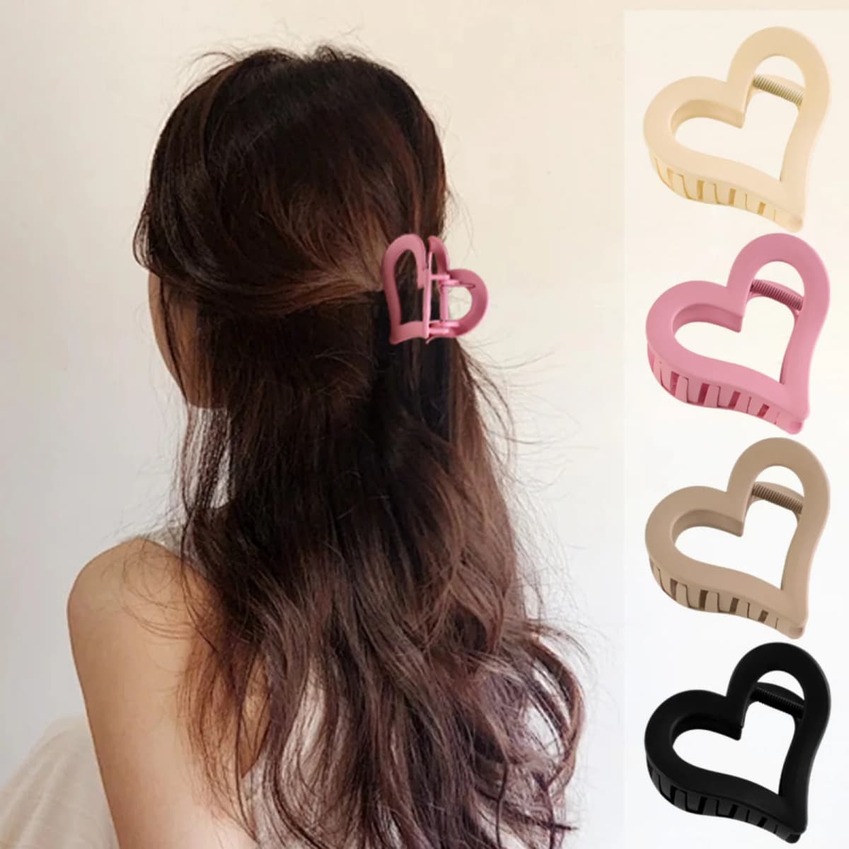 1PC Heart - Shaped Hair Claw Clips Set, Multiple Colors, Cute Hair Accessories For Women