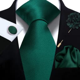 Men's Solid Necktie Cufflinks Pocket Square Lapel Pin Flower Brooch Elegant Man Wedding Shirt Accessory Set Suit Groomsmen Gifts