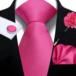 Men's Solid Necktie Cufflinks Pocket Square Lapel Pin Flower Brooch Elegant Man Wedding Shirt Accessory Set Suit Groomsmen Gifts
