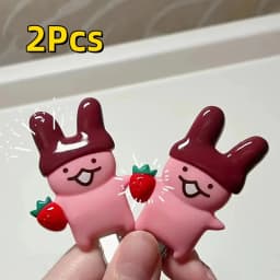 2/4pcs Strawberry Chocolate Bunny Hairpins Cute Cartoon Design Durable Plastic Hair Accessories Styling Fixed Decorative Pinch