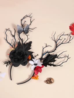 Halloween Black Butterfly Forest Style Creative Elk Branch Hair Band Single Piece Exaggerated Spirit Headwear