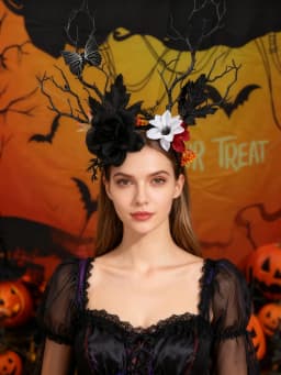 Halloween Black Butterfly Forest Style Creative Elk Branch Hair Band Single Piece Exaggerated Spirit Headwear
